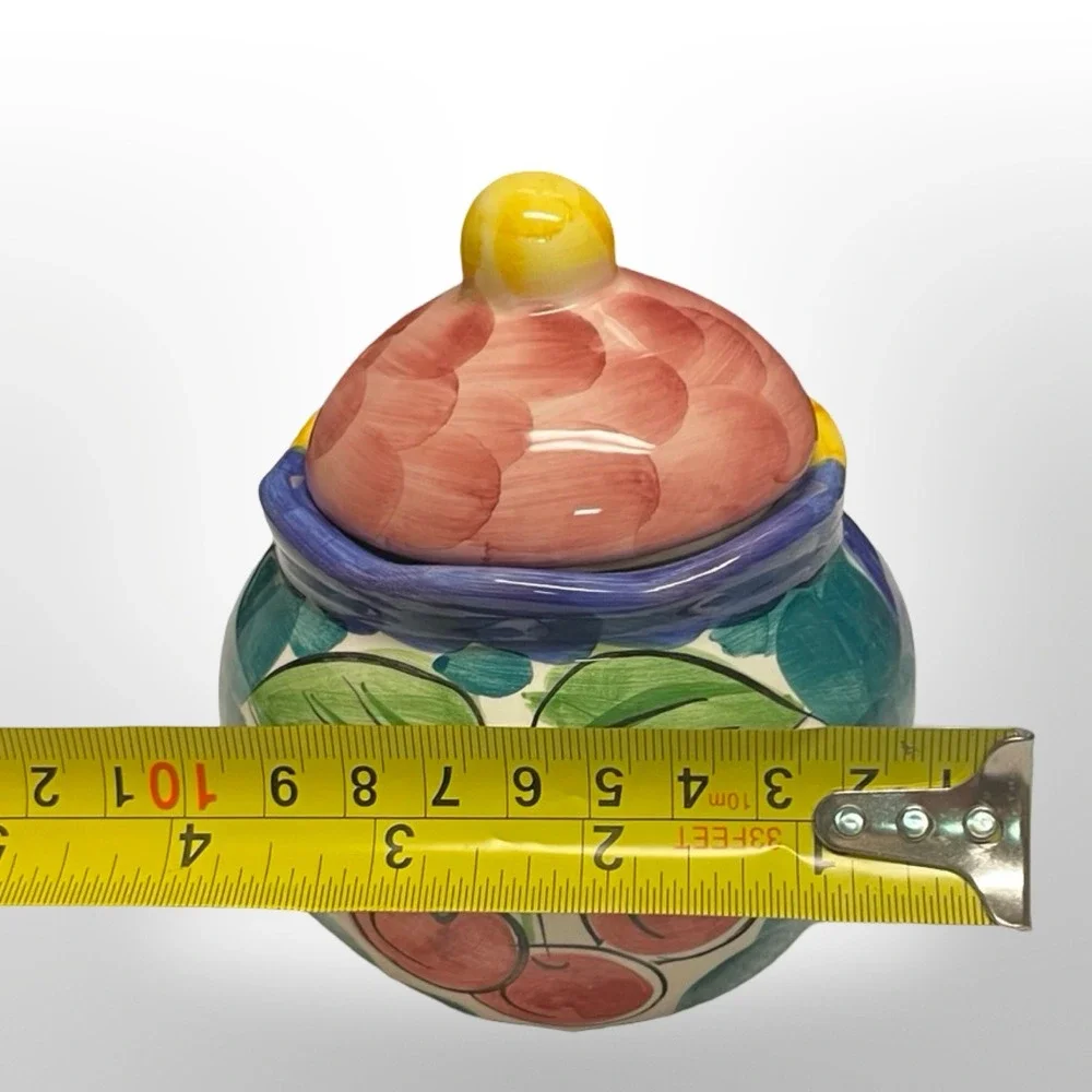 Tabletops Unlimited Fruita de Rosa Sugar Bowl Hand Painted‎ Ceramic 1994 Vintage
